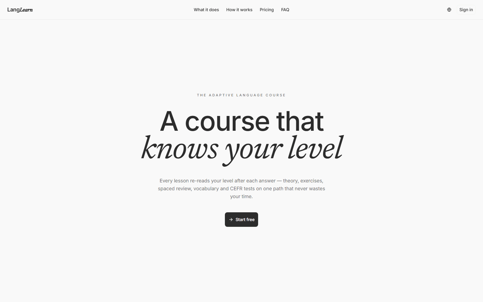 LangLearn — The Adaptive Language Course preview